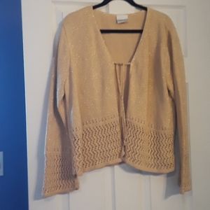 Fashion Bug Gold Lurex Cardigan Bell Sleeves XL